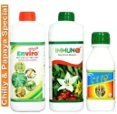 Chilli Virus Special (Immuno 500ml + Enviro 500ml + Cyto Plus 300ml), Best Against Leaves Curling, Crinkling And Distortion.